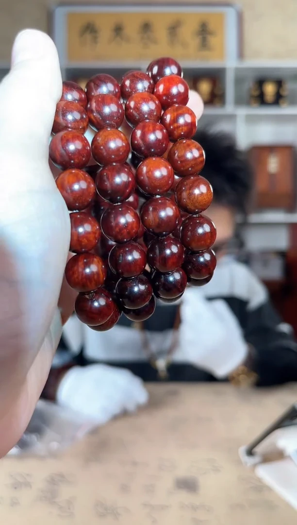 檀香紫檀（小叶紫檀）琴料 1.2水波圆珠单圈手串