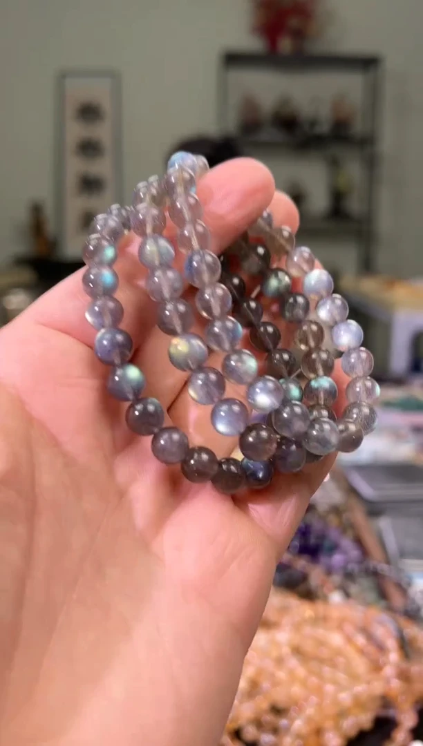 【闪购商品】拉长石手串未镶嵌8mm灰月光手串（多样性发其一）