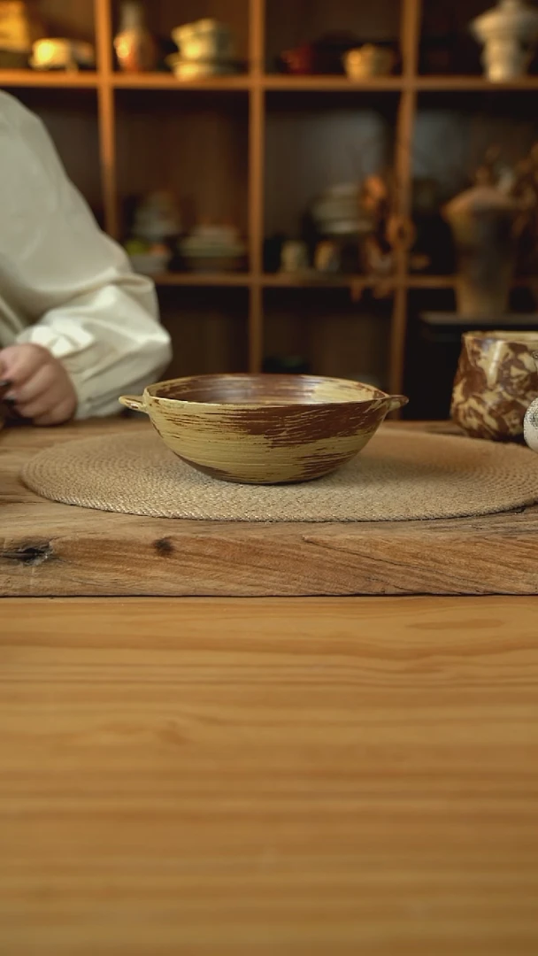 虎皮系列的7英寸双耳深盘1个