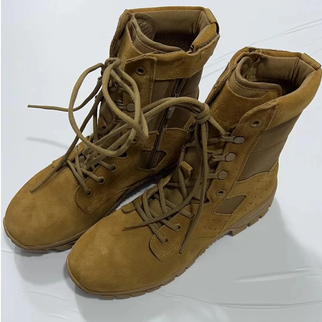 棕色靴男高帮防水耐磨防刺穿户外训练靴超轻靴