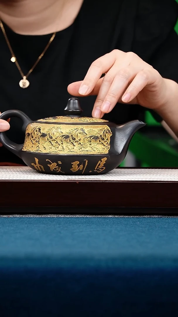 茶杯紫砂石黄曲壶马到成功