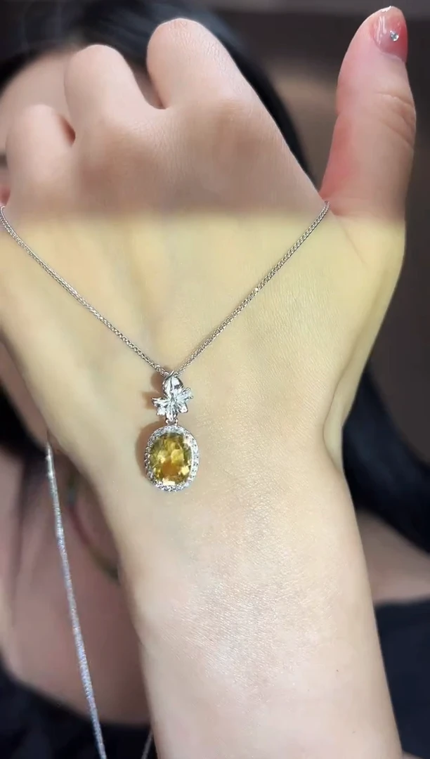 颈饰银S925镶嵌黄晶3【主石5ct】
