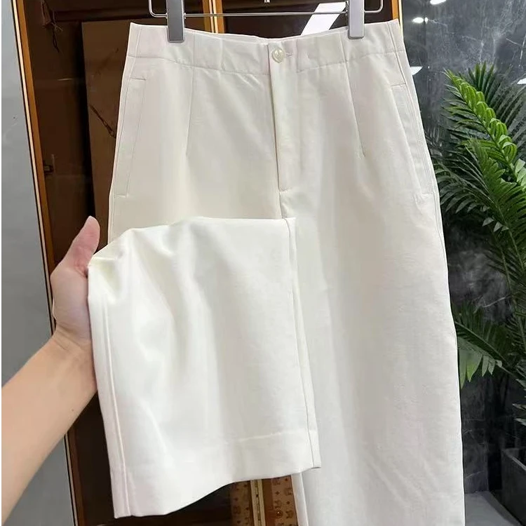 1837高腰常规款轻职风休闲裤休闲潮流春夏中裤阔腿九分老爹裤时尚