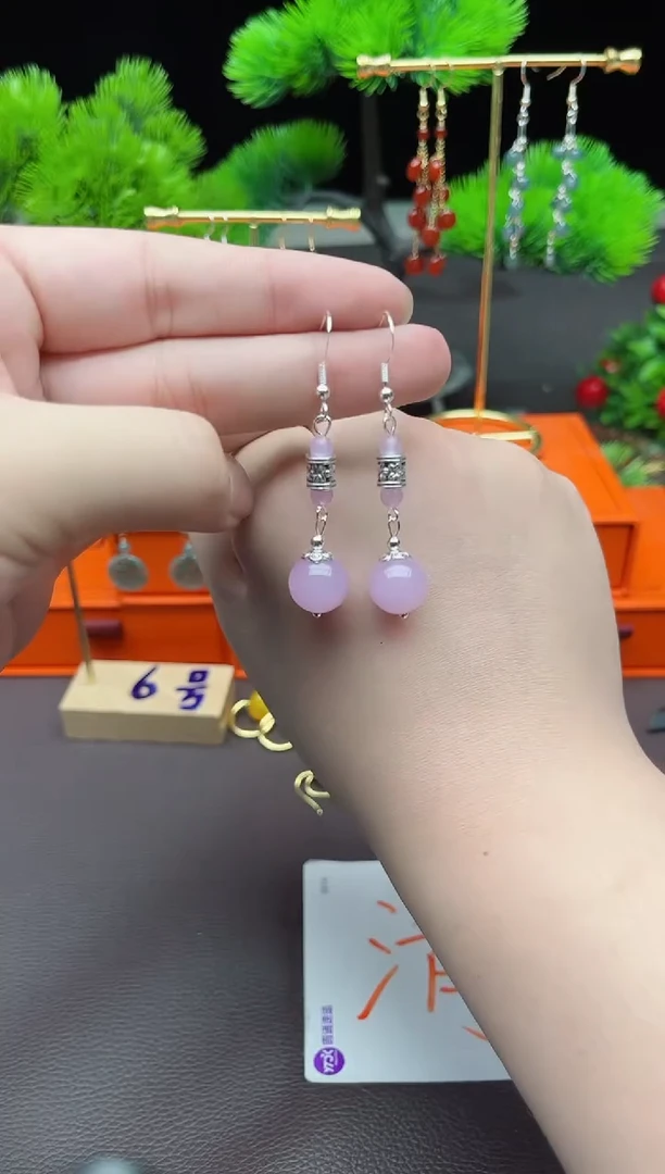 玛瑙/玉髓耳饰银S925镶嵌h66