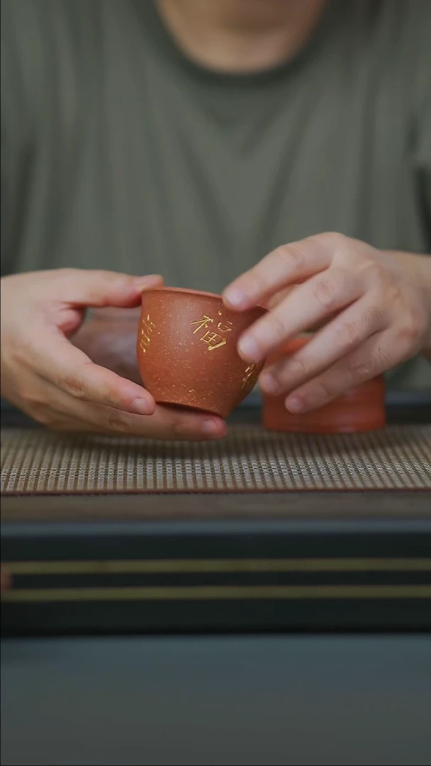茶壶紫砂12-五彩降金六福铃铛杯120cc