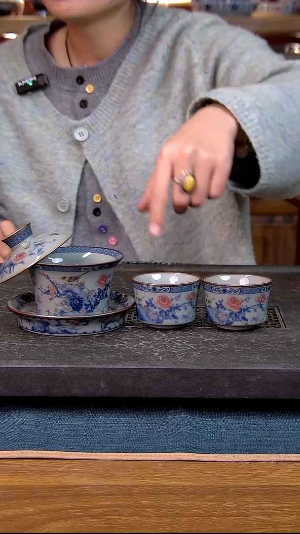 简装家用款3件套 老陶泥开片纹陶瓷茶具