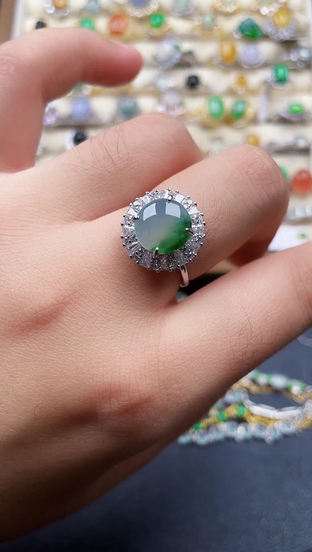 银S925镶嵌戒指翡翠67