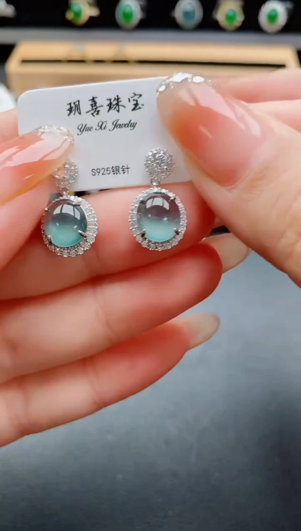 银S925镶嵌戒指翡翠1