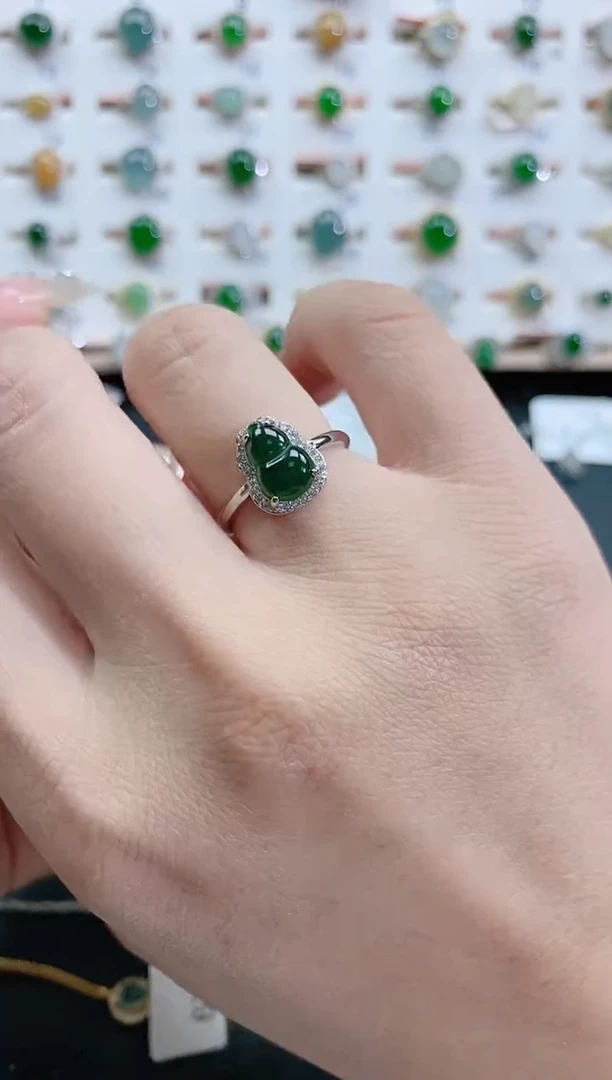 银S925镶嵌戒指翡翠天然翡翠