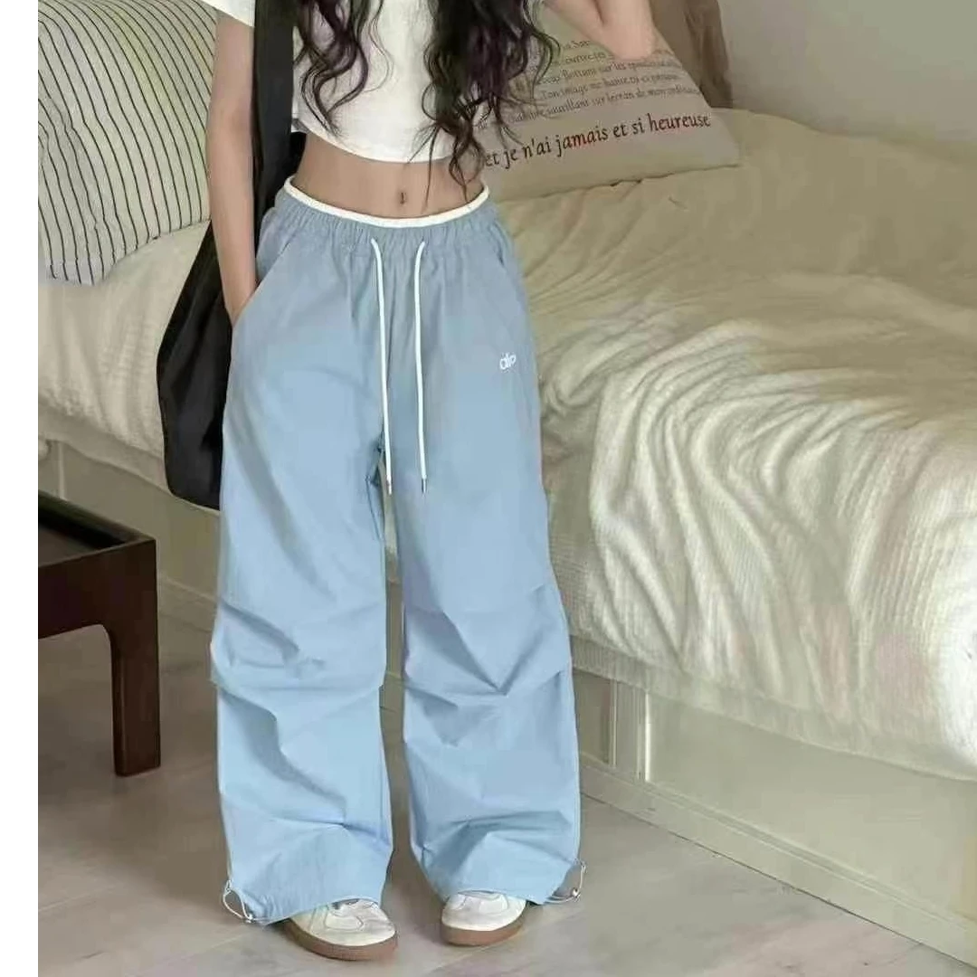 夏女儿童超薄弹力伞兵裤休闲运动长裤工装裤2025新款直筒裤子洋气