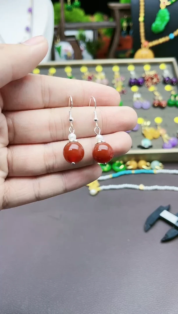 【闪购商品】南红玛瑙耳饰银S925镶嵌303000