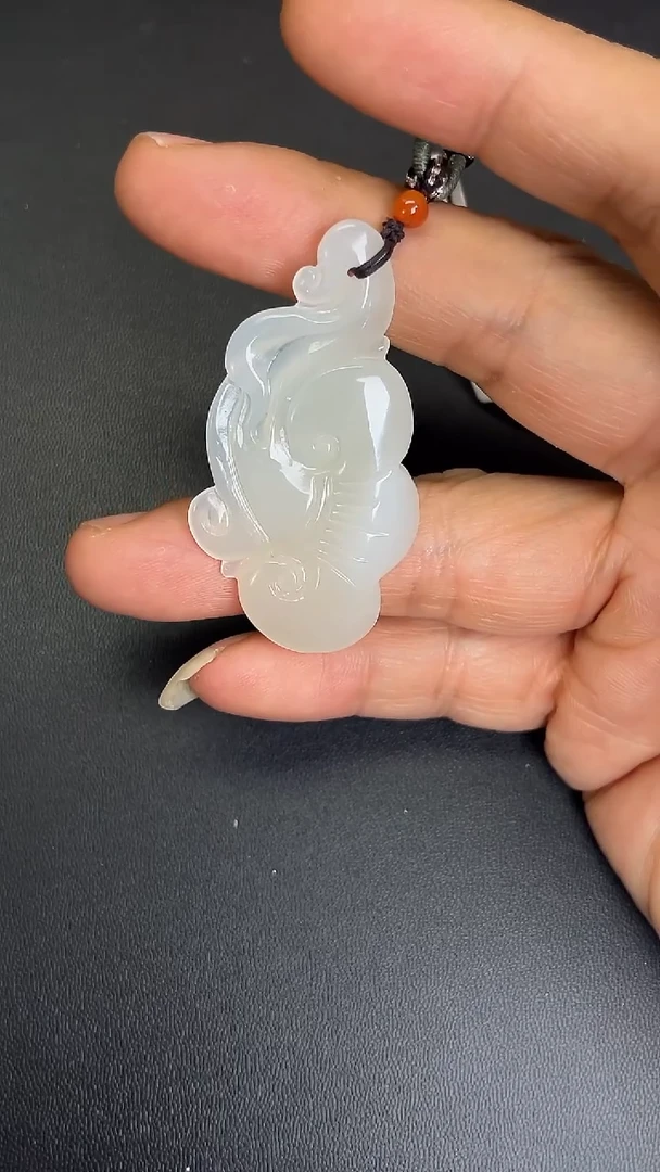 颈饰未镶嵌和田玉高冰底如意灵芝吊坠707032#