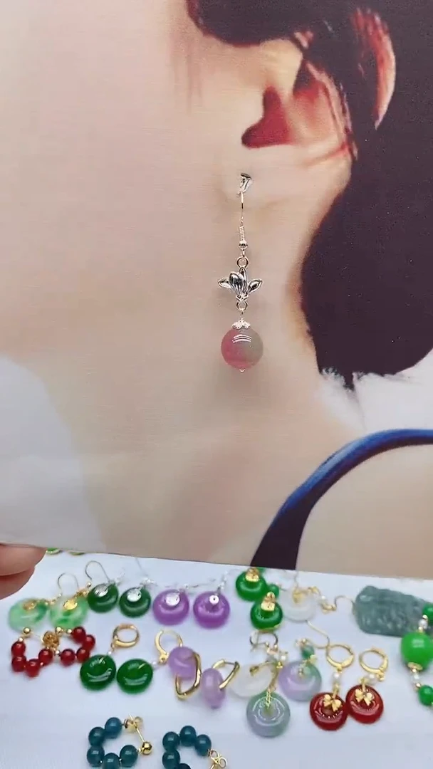 银S925镶嵌耳饰玛瑙/玉髓40