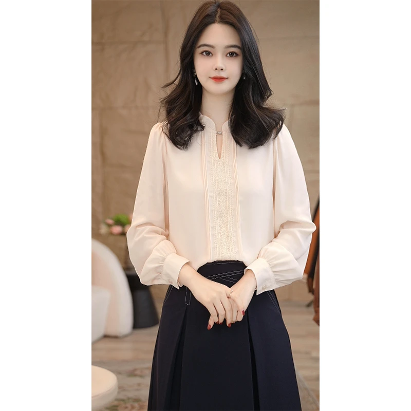 【小陈甄选】爆款8593032米杏色气质女衬衣显瘦衬衫