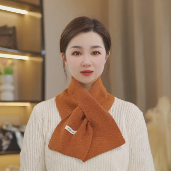 2025秋冬纯色围巾针织毛绒男士女士围脖15*80