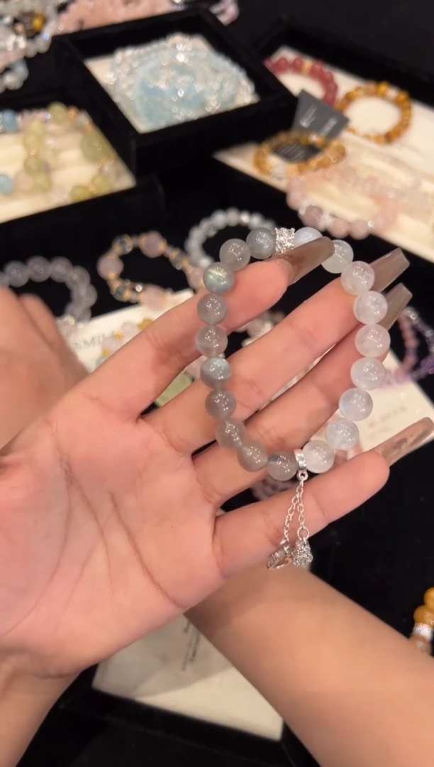 【闪购商品】水晶手链合金灰月光手链x1243