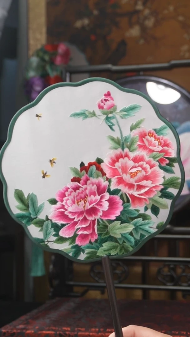 刺绣团扇 绣花双面非遗