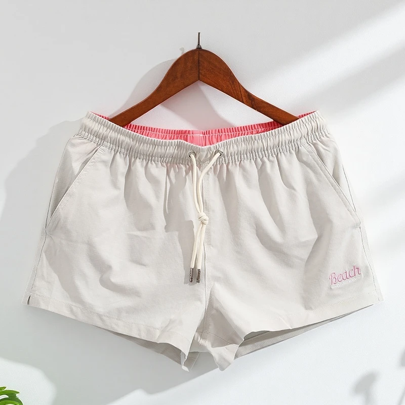 跑步二分裤男士夏季速干带内衬沙滩短裤适合游泳度假水上乐园泳裤