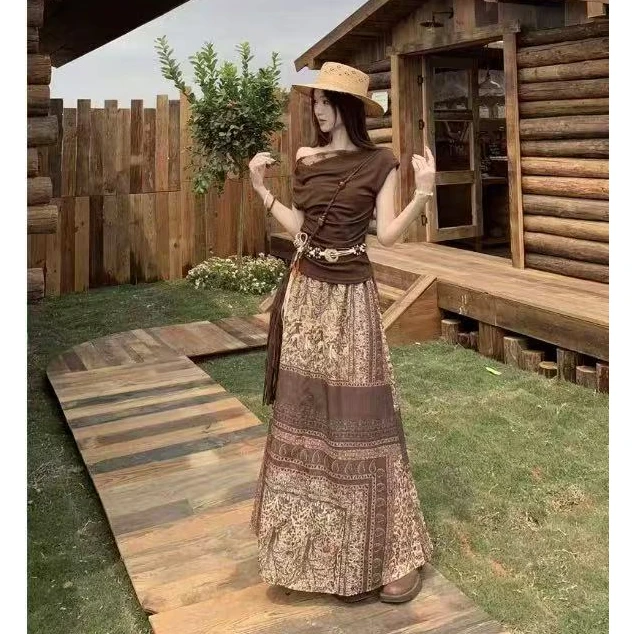 1120#新款夏季【衣长48裙长90】花裙子设计感两件套