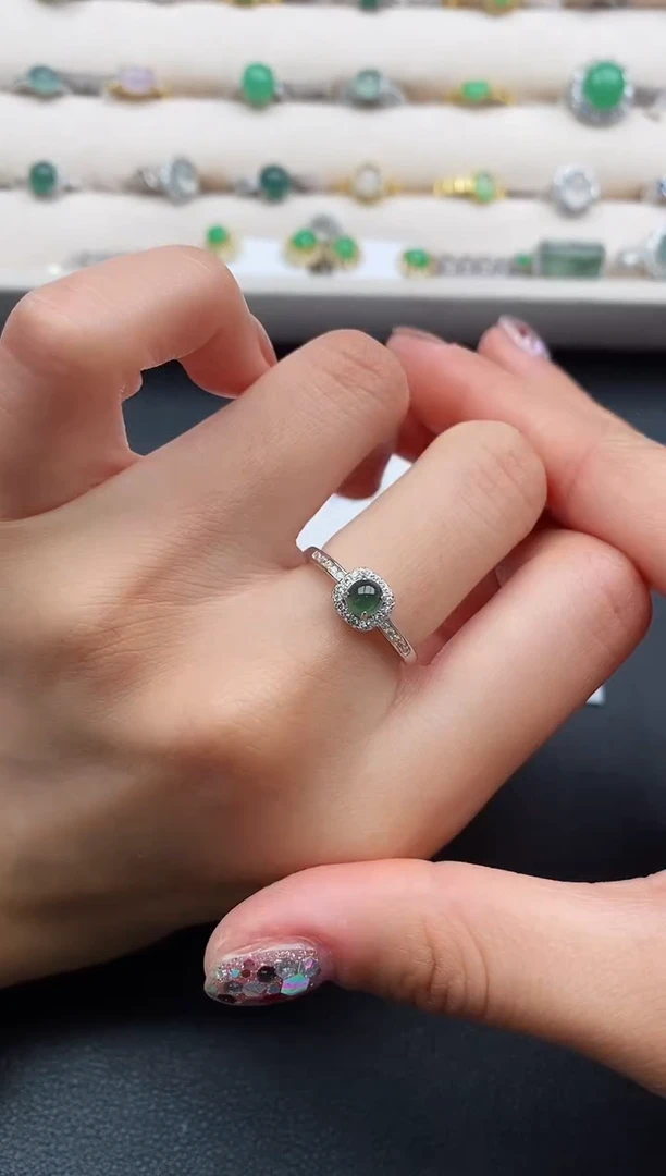 银S925镶嵌戒指翡翠22222222+2