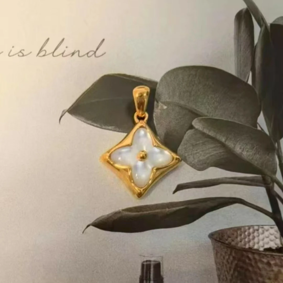 【质检发货】【XH18K】老花贝母幸运四叶草轻奢小众吊坠