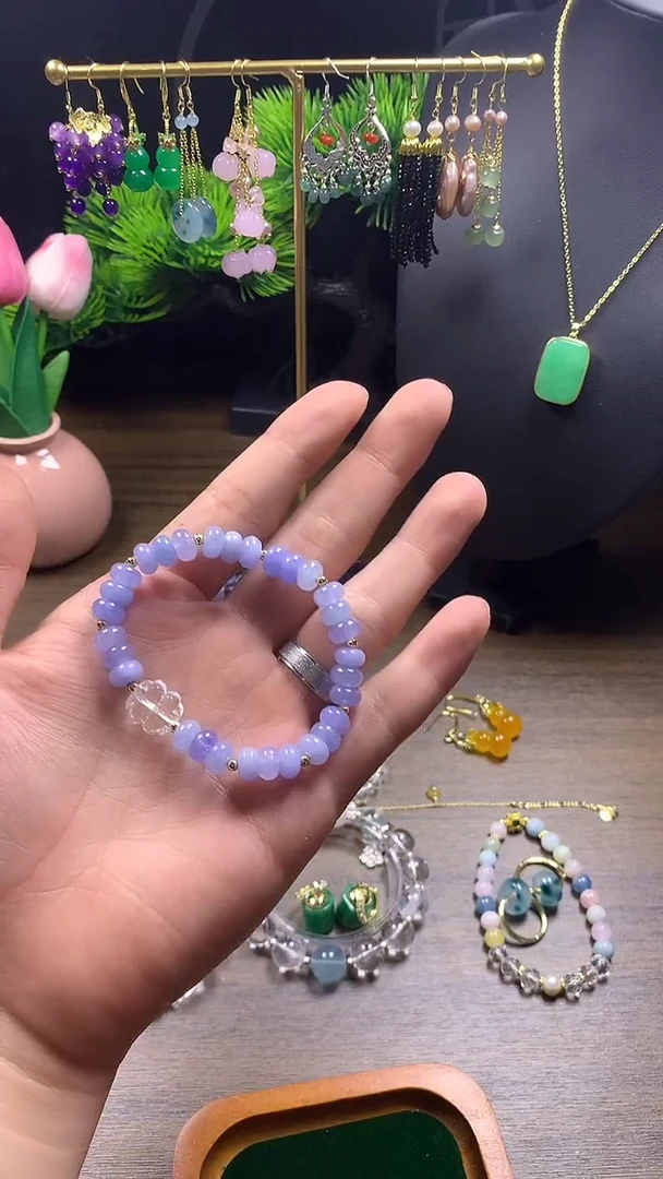 玛瑙/玉髓手串银S925镶嵌130