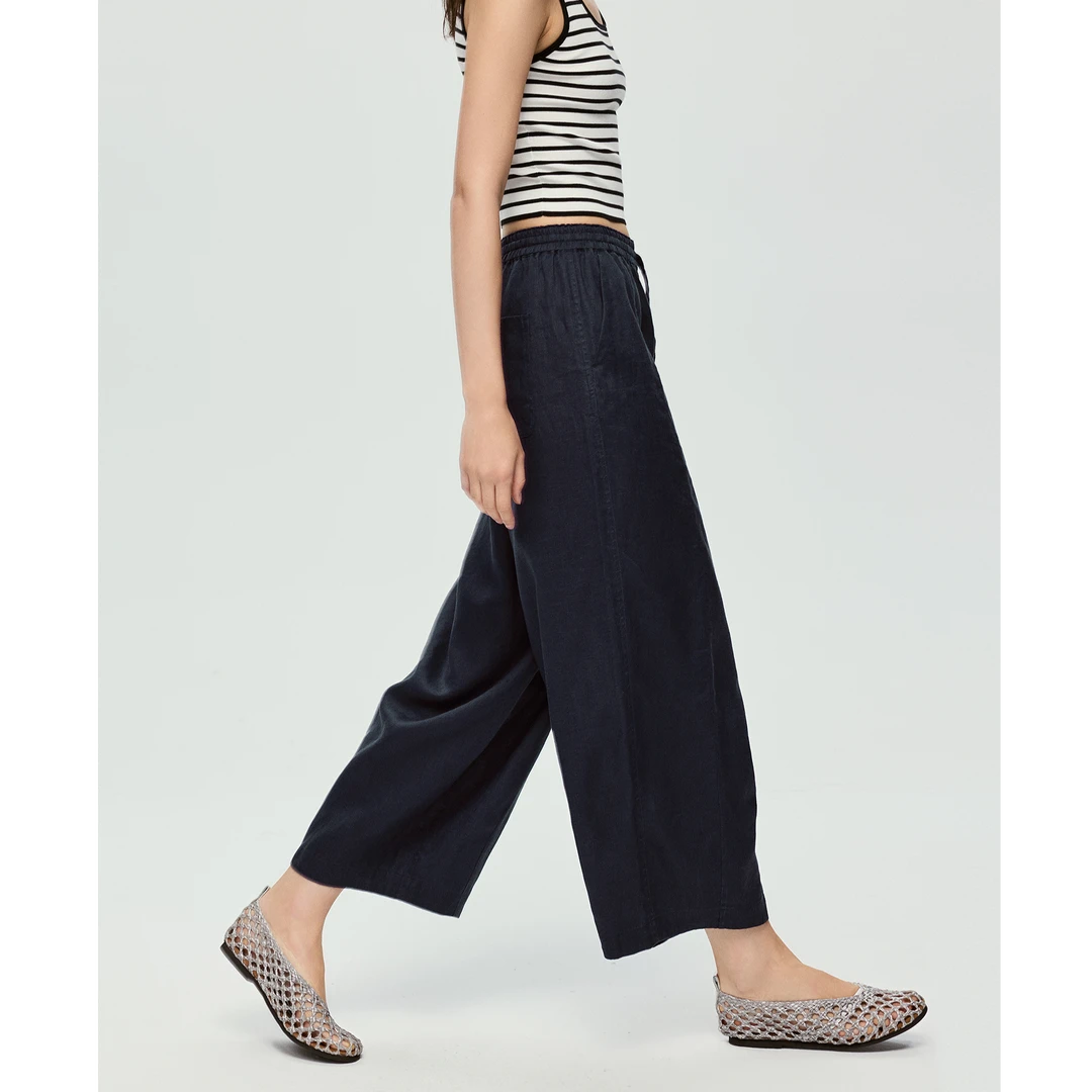 初棉【妮妮裤】14支法国亚麻九分灯笼裤夏季透气宽松363618028