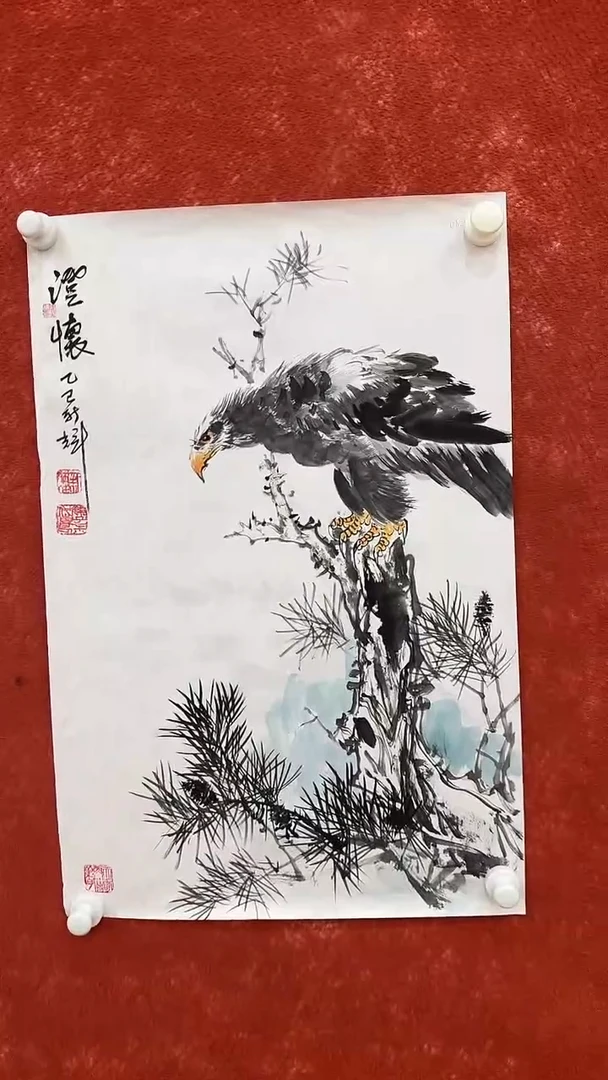 国画9.22-严选-颜新辉-四尺三开鹰-C10