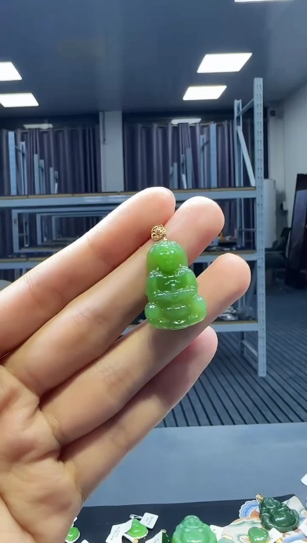 和田玉18K金镶嵌挂件1