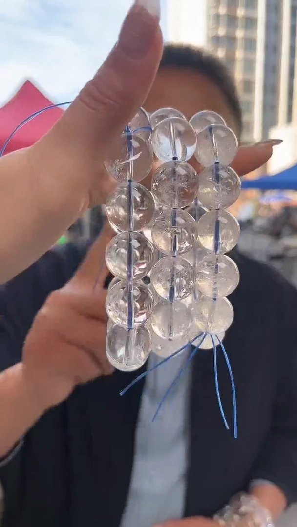 水晶手链未镶嵌天然白阿赛手串多样性发一17mm