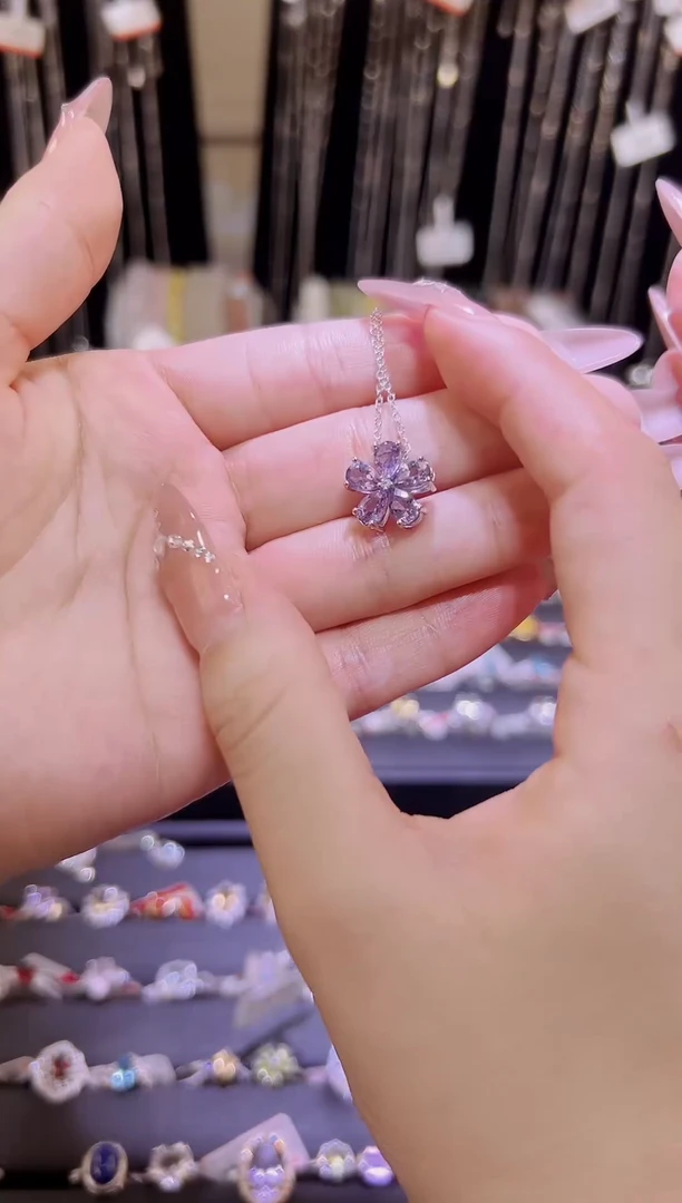 银S925镶嵌颈饰紫晶紫水晶吊坠