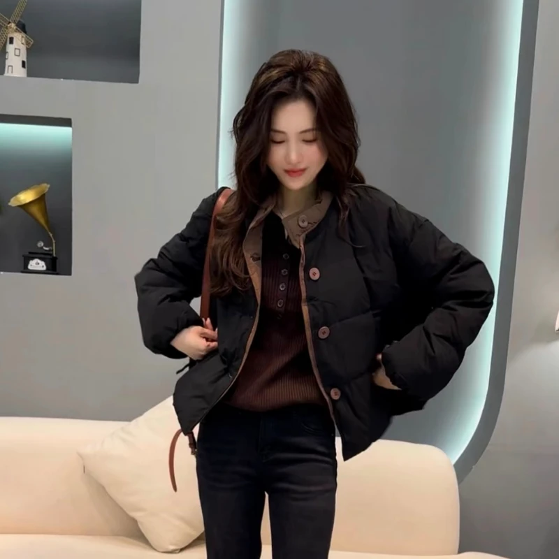2025新款保暖短款时尚外套冬季新款锁温休闲百搭显瘦简约气质棉服