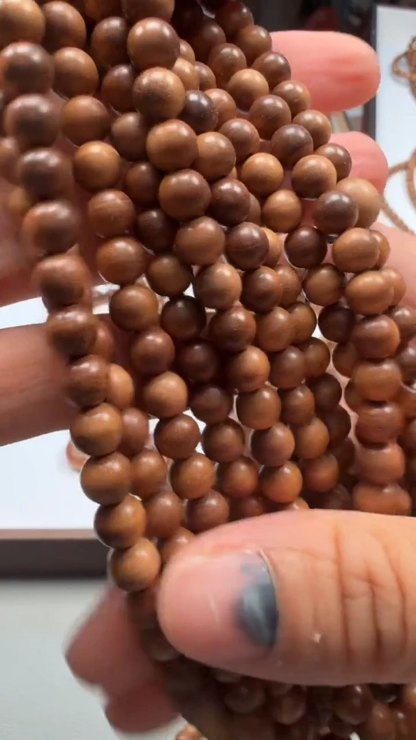 檀香木手串/手链四剖料0.6/108颗黑肉虎皮纹