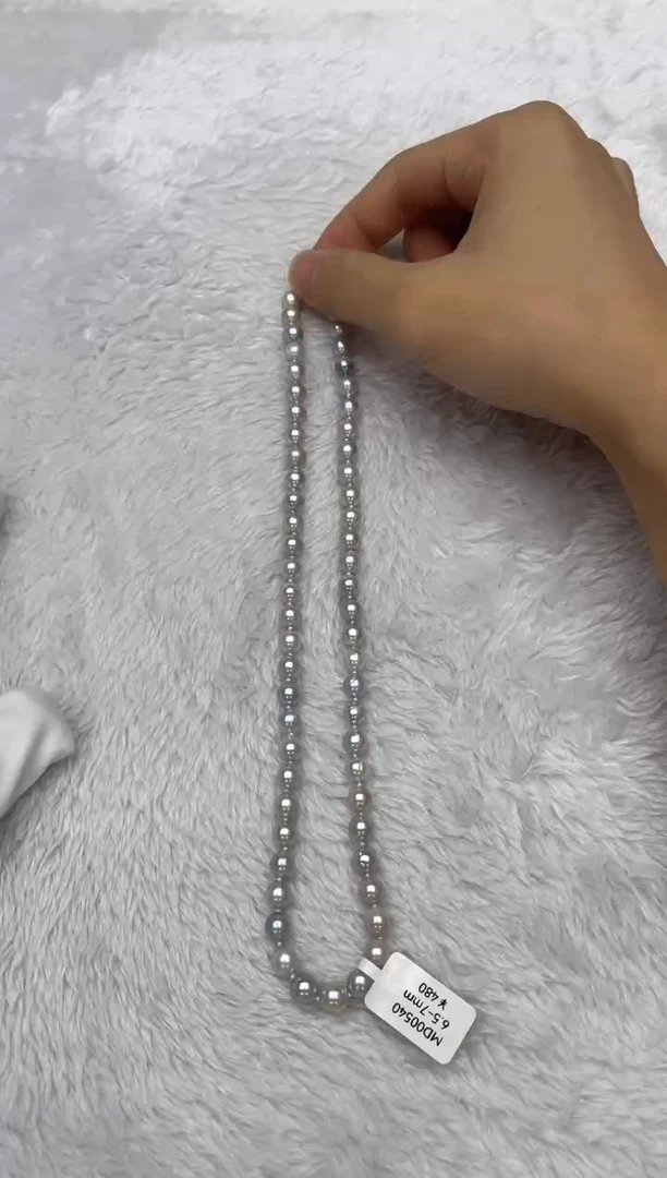 海水珍珠银S925镶嵌项链AK真多麻6.5-7mm
