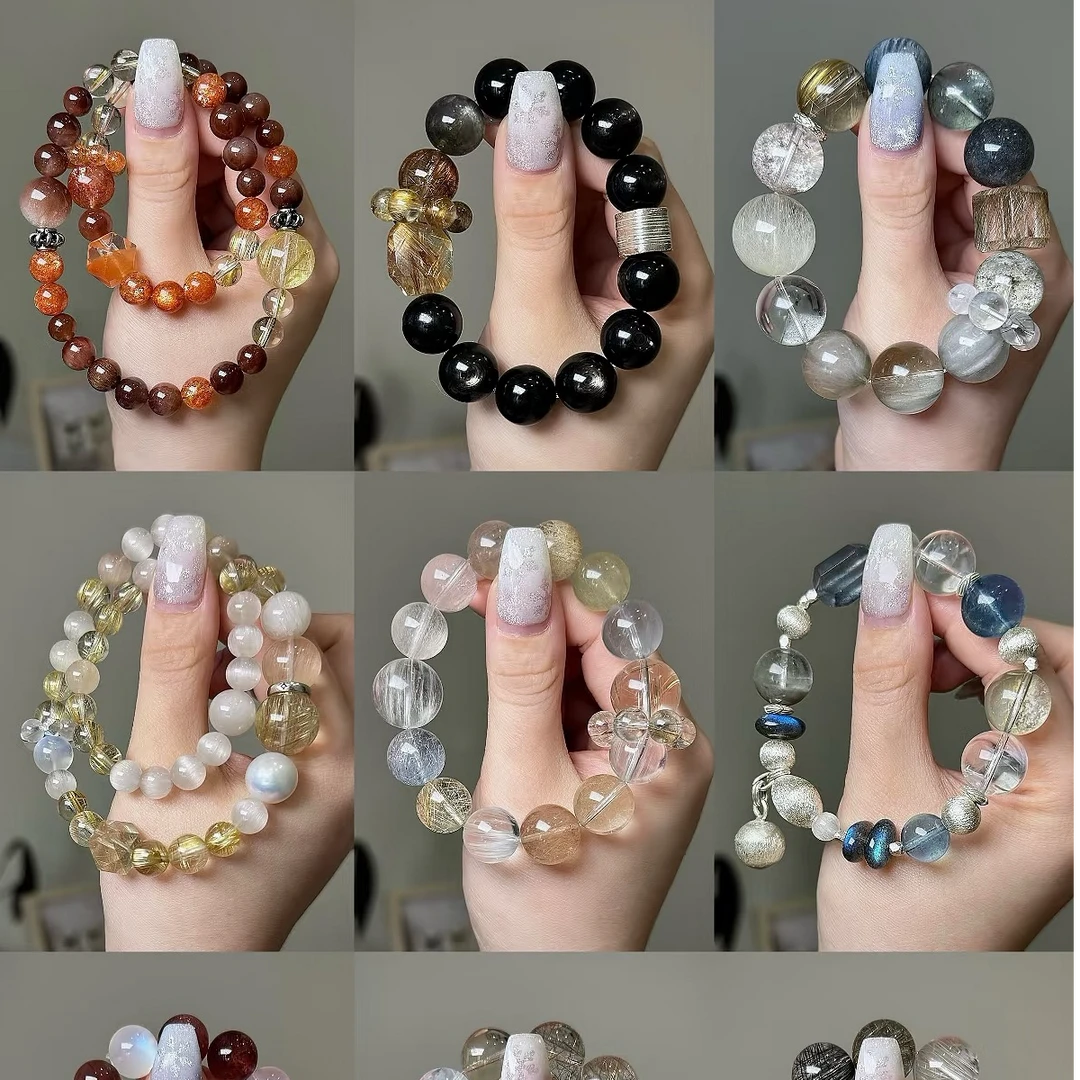 天然水晶手串单圈素串链接按编号下单女长链长串精美DIY配饰百搭