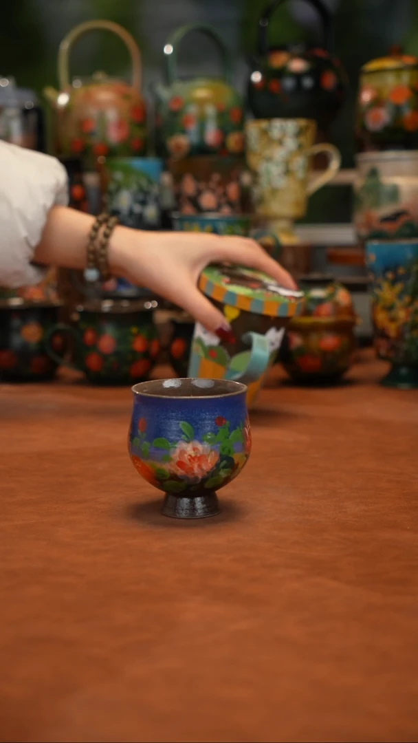 紫砂油画手绘釉下彩