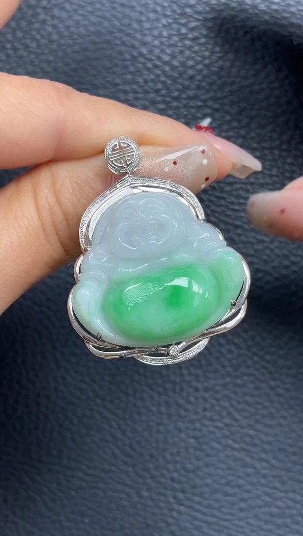 颈饰18K金镶嵌翡翠YM941-1-1 佛公