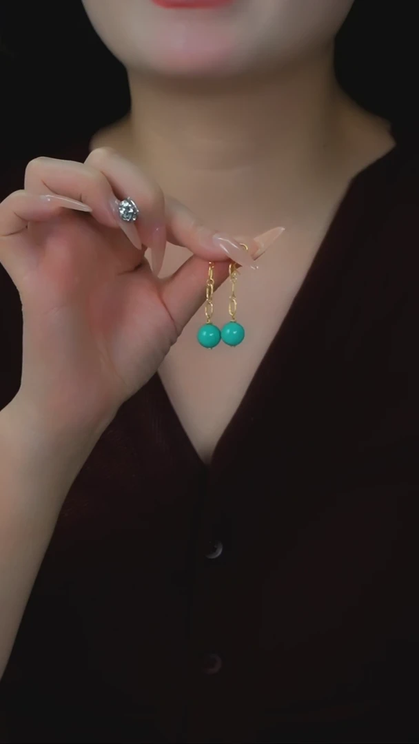 【闪购商品】绿松石耳环18K金镶嵌发货一件