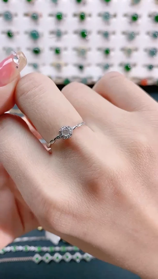 【闪购商品】翡翠戒指银S925镶嵌 天然翡翠