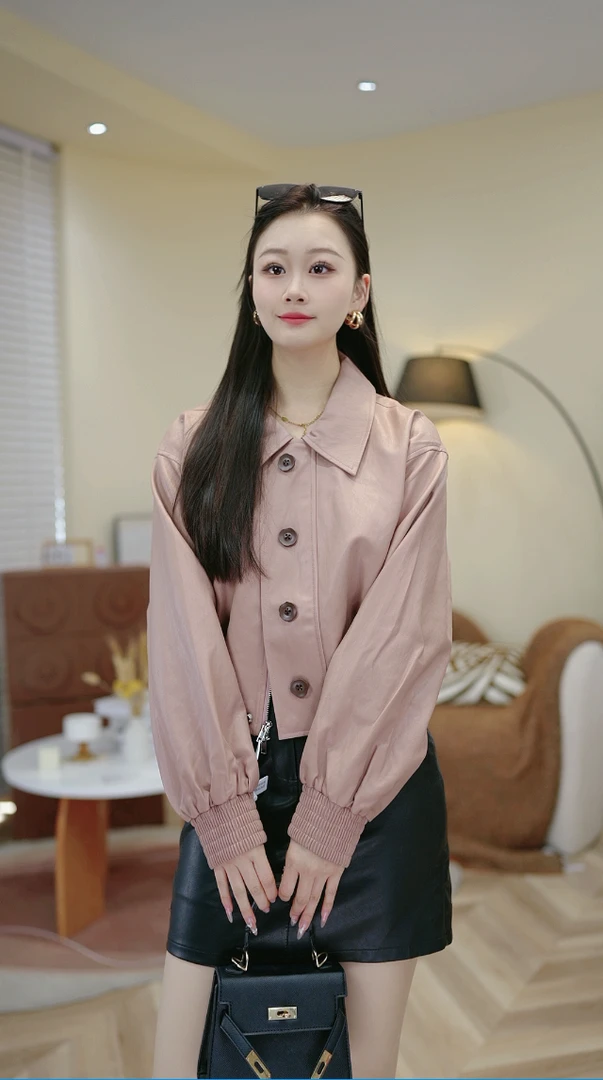 皮衣外套女士新款早春设计感小众港风高级感夹克秋季显瘦时尚破破