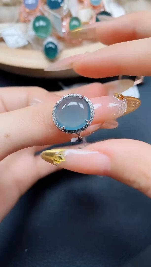 【闪购商品】翡翠戒指银S925镶嵌翡翠