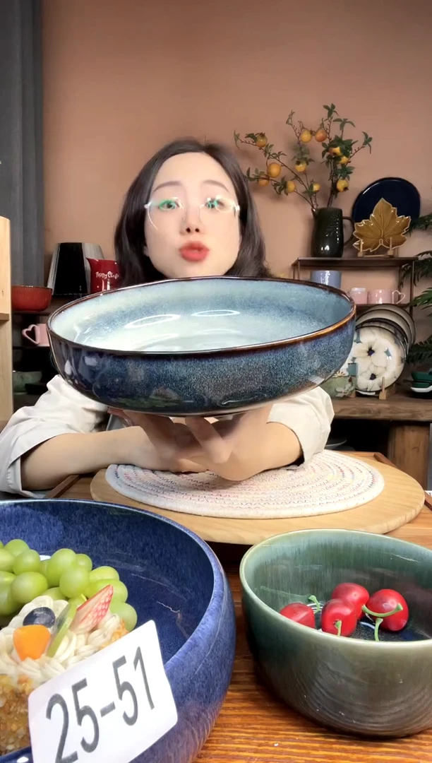 陶瓷9英寸大深盘子 微瑕疵