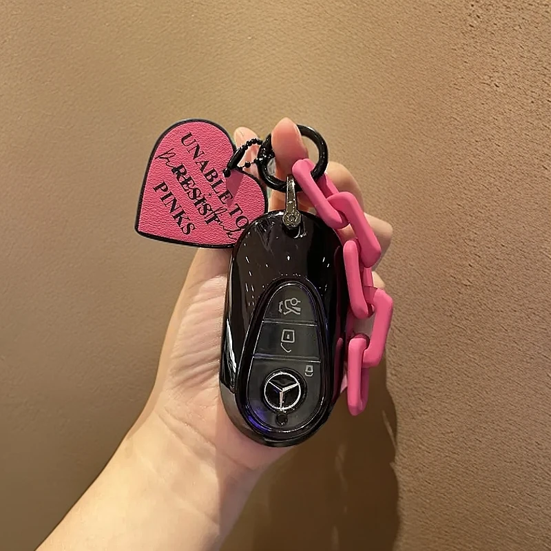 奔驰新C级钥匙套壳扣c260l甜酷e300l黑粉a200新GLB女生S级高级感