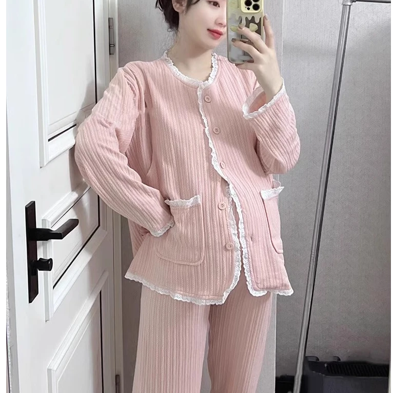 孕期哺乳期两用孕妇睡衣月子服春秋产后孕妇家居服套装秋冬10月份