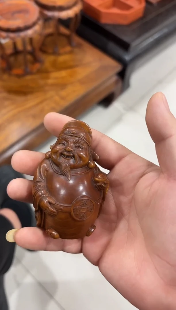 木黄杨小财神把件