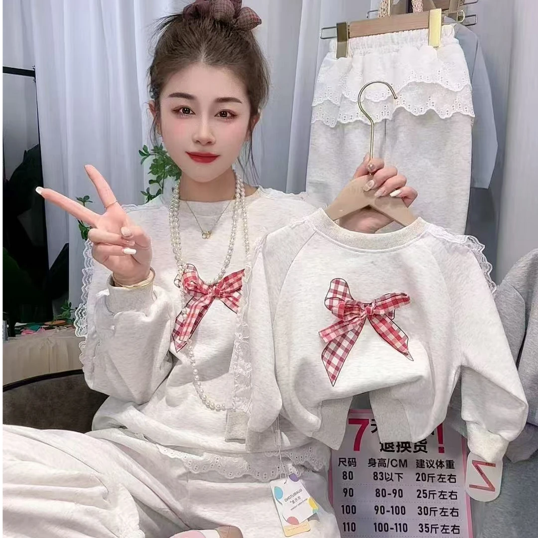 春款萌娃韩版儿童女童卫衣宝宝时尚卫衣裤子套装