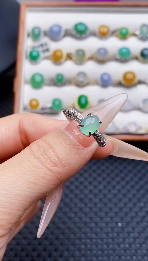 银S925镶嵌戒指翡翠4502