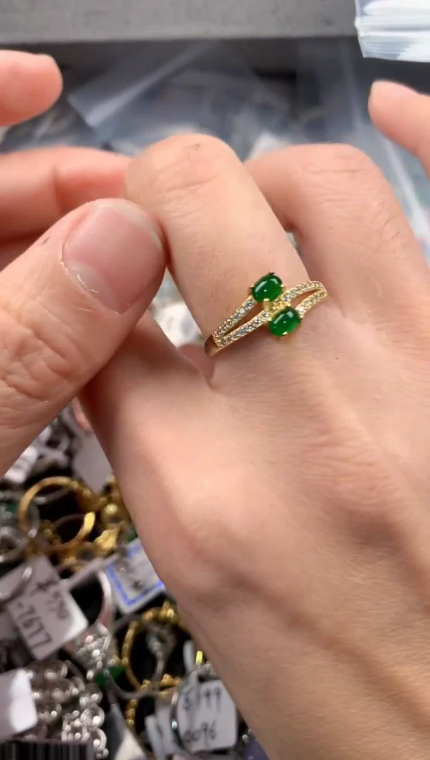 银S925镶嵌戒指翡翠444   5