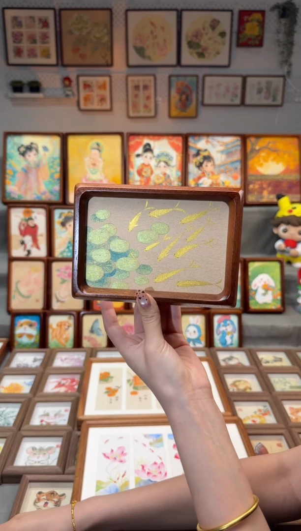 国画金钱草小金鱼 手绘国画6