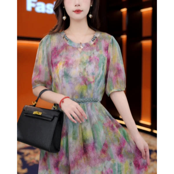 LYQ251066有腰带大口袋夏季新款时尚显瘦气质中长款连衣裙